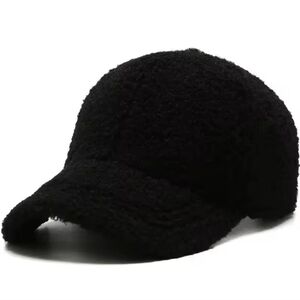 New Unisex Faux Lamb Wool Cozy Black Baseball trucker Cap hat fall winter